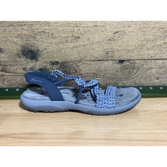 Skechers Memory Foam Reggae Slim Stretch Appeal Strappy Sandals Blue Womens 9 - Picture 2 of 11